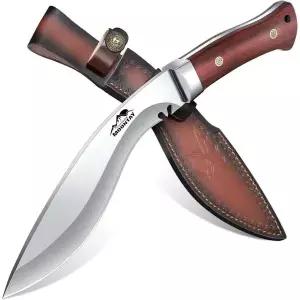 칼집 칼꽂이 나이프가드 문테이 고정날 쿠크리 나이프 - VG10 강철 사냥용 칼과 케이스 풀 탱 생존용 나무