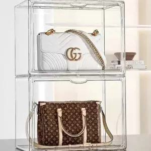 아크릴 가방 정리함 대형 진열용 적층 투명 가방 보관함 수납함 진열장 신발장 조립식 현관 신발