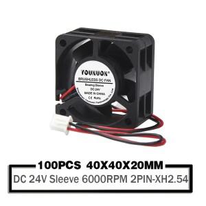 DC 24V 4020 냉각 선풍기  3D 프린터 칩 그래픽 카드용 쿨러 40mm  4cm  40x40x20mm  100 개