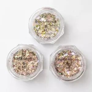 손톱 꾸미기 피치톤 홀로그램 가루 3색 세트 투명케이스 네일아트 셀프 데일리