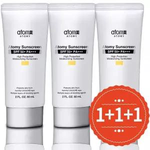 애터미 선크림 베이지 1+1+1 60ml SPF50+ 무기 유기자차 혼합 눈시림없는 썬크림