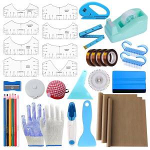 XEUZK 승화 셔츠 도구 키트, 8개의 T 셔츠 자, 12 16인치 열 프레스용 3팩 테플론 시트, 실리콘 범프가 있는 내열 장갑, 2롤 내열 테이프 및 승화 연필 파란색