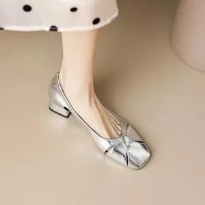 여성 여름 가을 스퀘어 펀칭샌들 메리제인플랫 단화 소가죽 하이힐 샌들 4cm