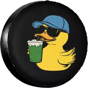 덕 옐로우 선글라스 스페어 타이어 커버-귀여운 재미있는 방수 범용 휠 커버 RV SUV 트럭 캠핑카 여행