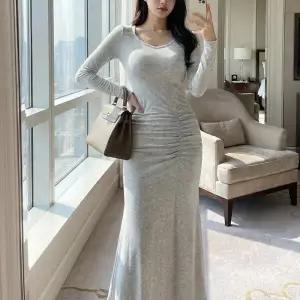 /옷자락 여자 롱 셔링 포인트 머메이드 원피스