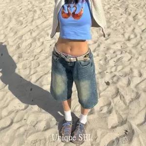 청 빈티지 여성용 워싱 슬림핏 일자 반바지 청반바지 하이웨스트 5부 7부 OP1