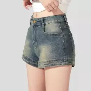 여자 청 핫팬츠 청반바지 A라인 빅사이즈 배핏 하이웨스트 반바지 슬림핏 OP1