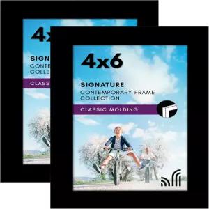 깨짐 방지 유리가 있는 아메리칸 플랫 4x6 액자 - 2개 세트 시그니처 컬렉션 엔지니어링 목재로 만든