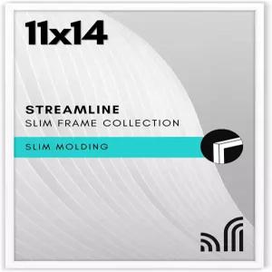 깨짐 방지 유리가 있는 아메리칸 플랫 11x14 액자 - 유선형 컬렉션 벽 디스플레이용 얇은 테두리 걸이