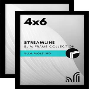 깨지지 않는 유리가 장착된 아메리칸 플랫 4x6 액자 - 2개 세트 유선형 컬렉션 테이블 상판과 벽을 위한