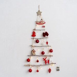 벽트리 풀세트 전구 화이트 나무 소형 미니트리 행잉 벽걸이트리 인터리어 장식 하프