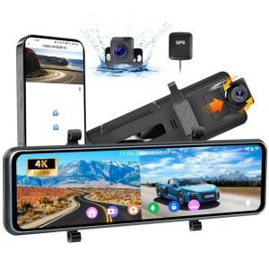 4K 미러 대시 캠 11인치 후면 뷰 듀얼 카메라 1080P IPS GPS 야간 투시 G센서 주차 모니터어시스턴스 ADAS BSD LCA APP