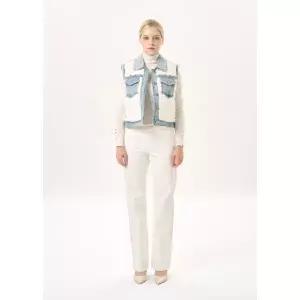 [롯데백화점]진도모피 데님 콤비 밍크 베스트 (CFV012)