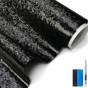 LZLRUN Cosmic Ghost Dynamic Hydrographic 자동차 비닐 랩 필름, 단조 탄소 섬유 DIY 바디 컬러 변경 데칼 스티커 (매트 블랙, 5.1cm x 9.1m(2인치 30피트))