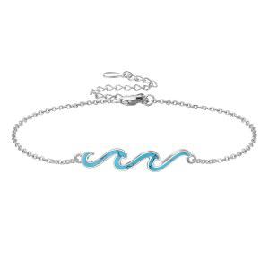 여성 YFN 웨이브 발찌 925 스털링 실버 오션 비치 주얼리