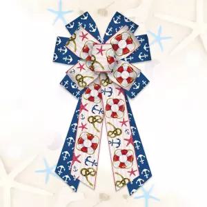 블링킷 대형 여름 화환용 네이비 블루 보우 세일러 리본 오션 보트 앵커 장식 실내 야외 화환 용품