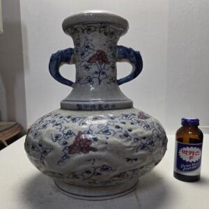 명대 초대형 청화백자 양각 용문 대화병 높이34cm무게2.9kg 단초마을 골동품/수집품/도자기