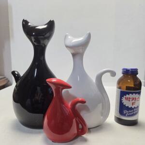 앤틱 도자기 고양이 가족 단초마을 골동품/수집품/도자기