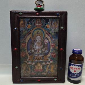 티벳 천주 보석장식 관세음 영지패 걸이 높이29cm 단초마을 골동품/수집품/도자기