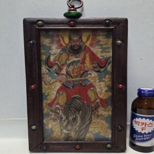 티벳 천주 보석장식 영지패 걸이 높이29cm 단초마을 골동품/수집품/도자기