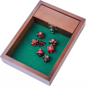 나무 D 주사위 굴림 트레이와 보관 금고 금속 래치로 여행용 뚜껑 고정 DM용 완벽한 DND 선물 던전 앤