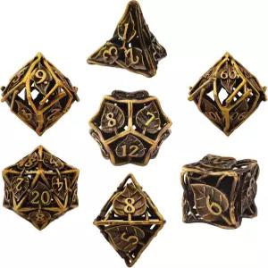 오스터 7피스 DND 주사위 세트 메탈 중공 다면체 D20 D12 D10 D8 D6 D4 던전 앤 드래곤 RPG 보드 게임용