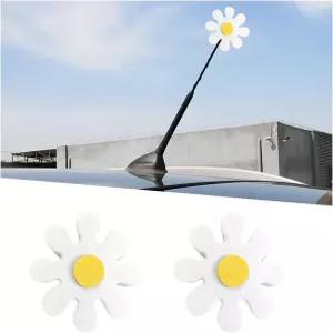 FALVFUN 데이지 자동차 안테나 토퍼 2PCS EVA 폼 귀여운 플라워 차량 미러 뎅글러 에어리얼 볼 재미있는