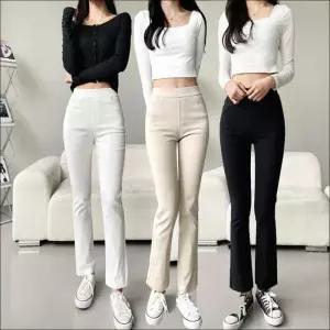 여자 긴 밴딩 하이웨이스트 스판 스키니 밑위 부츠컷