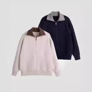 남자 니트 캐주얼 가을 카디건 트렌드 슬림핏 칼라넥 칼라 원픽3