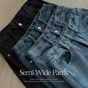 [핫핑](센텀시티점)[롱다리핏][롱&숏] 포에트_기본ver 사이드절개 뒷밴딩 세미와이드 데님팬츠 P000CSKT1