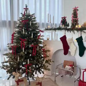 크리스마스 트리 벨벳 리본 오너먼트 장식 소품 세트 qsk3+9VvV