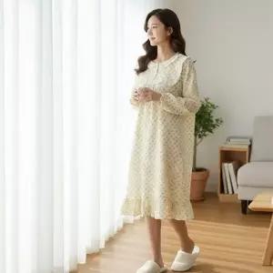 [보슈아][보슈아]2387 여성 거즈면 원피스 파자마 홈웨어 면100 국내산