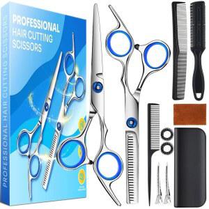 [미국배송] 헤어 커팅 가위 키트 6.7 U201DB 이발 가위 이발사용 및 가위용 전문 묽은 / 살롱 집 남성 성인용 세트 (파란색)