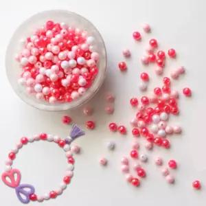 400p 3색 핑크 원형컷팅구슬 펄비즈 팔찌 키링 준비물 키즈카페