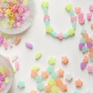 100p 4종 야광비즈 반투명 하트별 키링 팔찌 소아병원 준비물