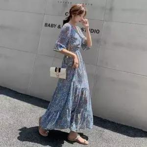 BS 블루가든 플라워 스트링 롱 원피스 SWC-1006357 오피스룩 하객룩 데이트룩 데일리룩