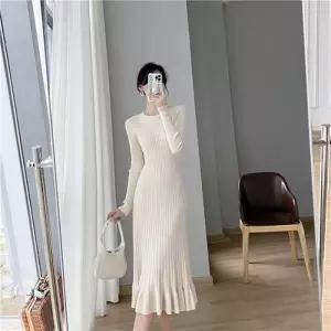 여성 의류 레이스 심플 TDB-NM-0199 롱 니트 골지