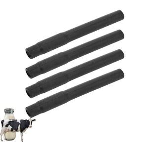 [미국배송] 소 착유기 교체 부품용 4PCS 단관 안전 고무 호스 식품 등급 우유 컵 세트 부품 실리콘 튜브(검은색 튜브)