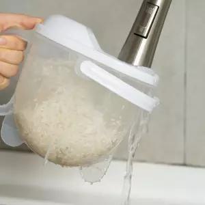 아이디어 주방 과일 워싱 반자동 세척통 쌀 씻는 도구 ReJ2+1Uzt