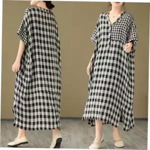 치 롱원피스 루즈핏 여름원피스 체크 원피스롱 원피스치마