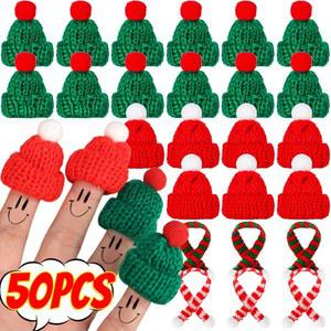 파티용품 DIY 뜨게 크리스마스 모자 미니 산타 롤리팝 와인 병 뚜껑 스카프 파티 축하 수제 액세서리 10 50