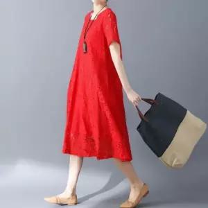 반팔 원피스 루즈핏 반소매 반팔원피스 레이스 롱