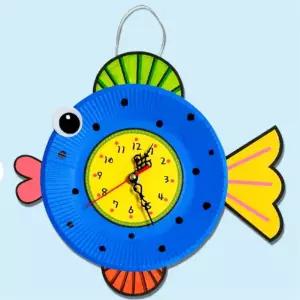 초등저 종이접시 벽걸이 물고기 시계만들기+부품 5인 특별활동 교육교구 어르신