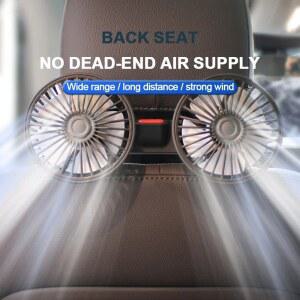 카시트선풍기 차량용 냉각 선풍기 머리 받침 더블 헤드 팬 뒷좌석용 180cm USB 케이블 자유 조정 3 단 강풍 자동