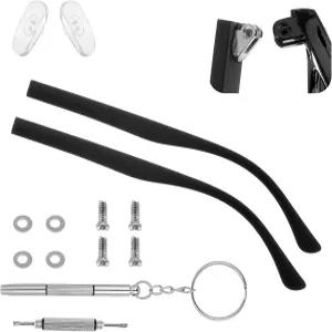 1쌍 안경 팔 교체 나사가 있는 범용 수리 키트 나사 와셔가 다리 액세서리 드라이버 코 패드(블랙)