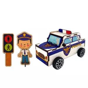 5인용 경찰차만들기 자석 자동차 나무 조립 색칠 장난감 상상력발달 교육교구