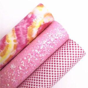 핑크 글리터 가죽 원단 광택 염색 합성 가죽 물방울 무늬 가죽 BOWS DIY 21X29CM G630
