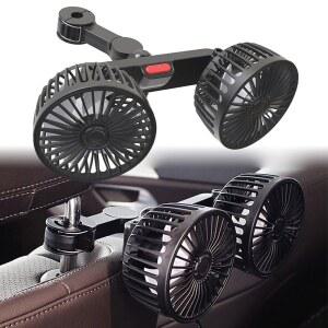 카시트선풍기 듀얼 헤드 자동차 선풍기 USB 다기능 미니 쿨러 서큘레이터 360 도 전기 회전 냉각