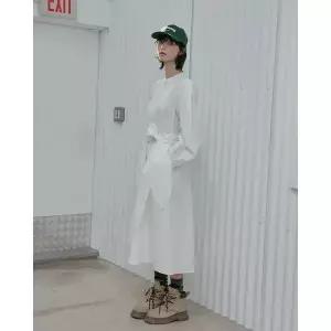 갤러리아 LAP 헨리넥 허리매듭 롱 원피스 AS1WO262