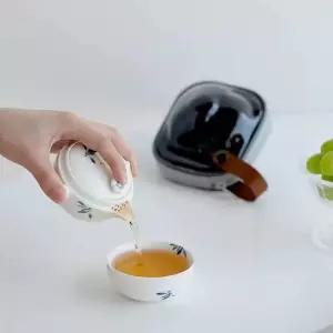 보이차 휴대용 인 0ml 난초꽃 다도세트